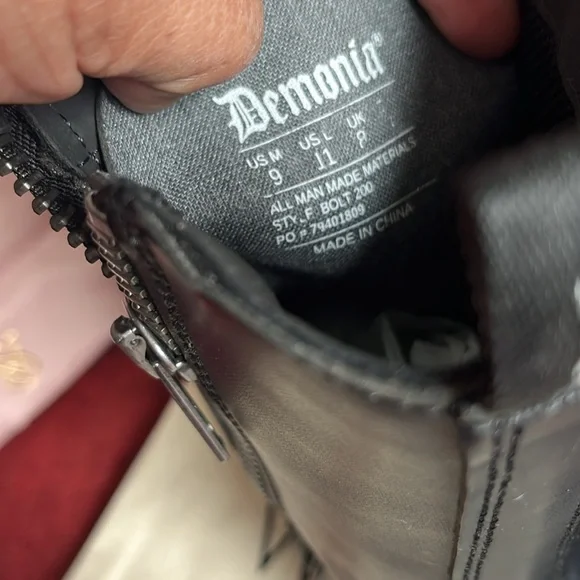 DEMONIA BOLT-200 | BLACK VEGAN LEATHER COMBAT BOOTS - Picture 6 of 12